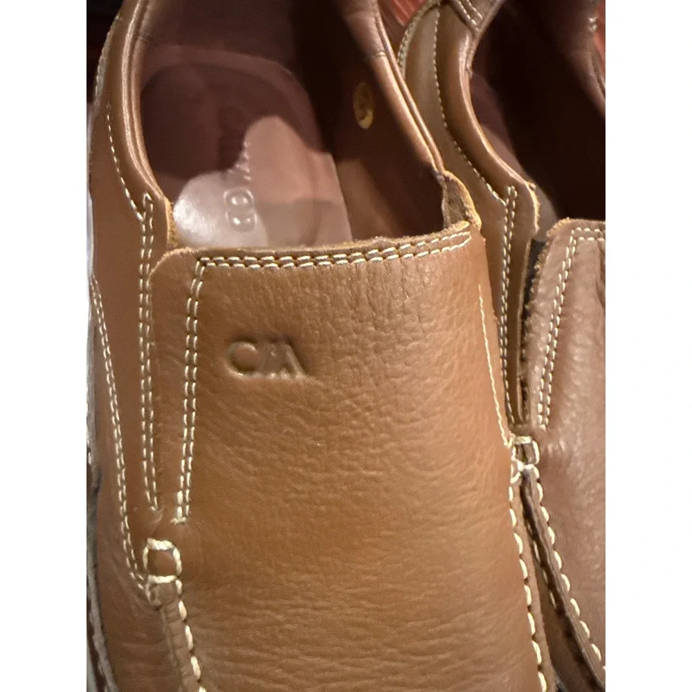 Calimod Mens Tan Brown Leather Slip On Loafers Moc Toe Shoes‎ Size 9